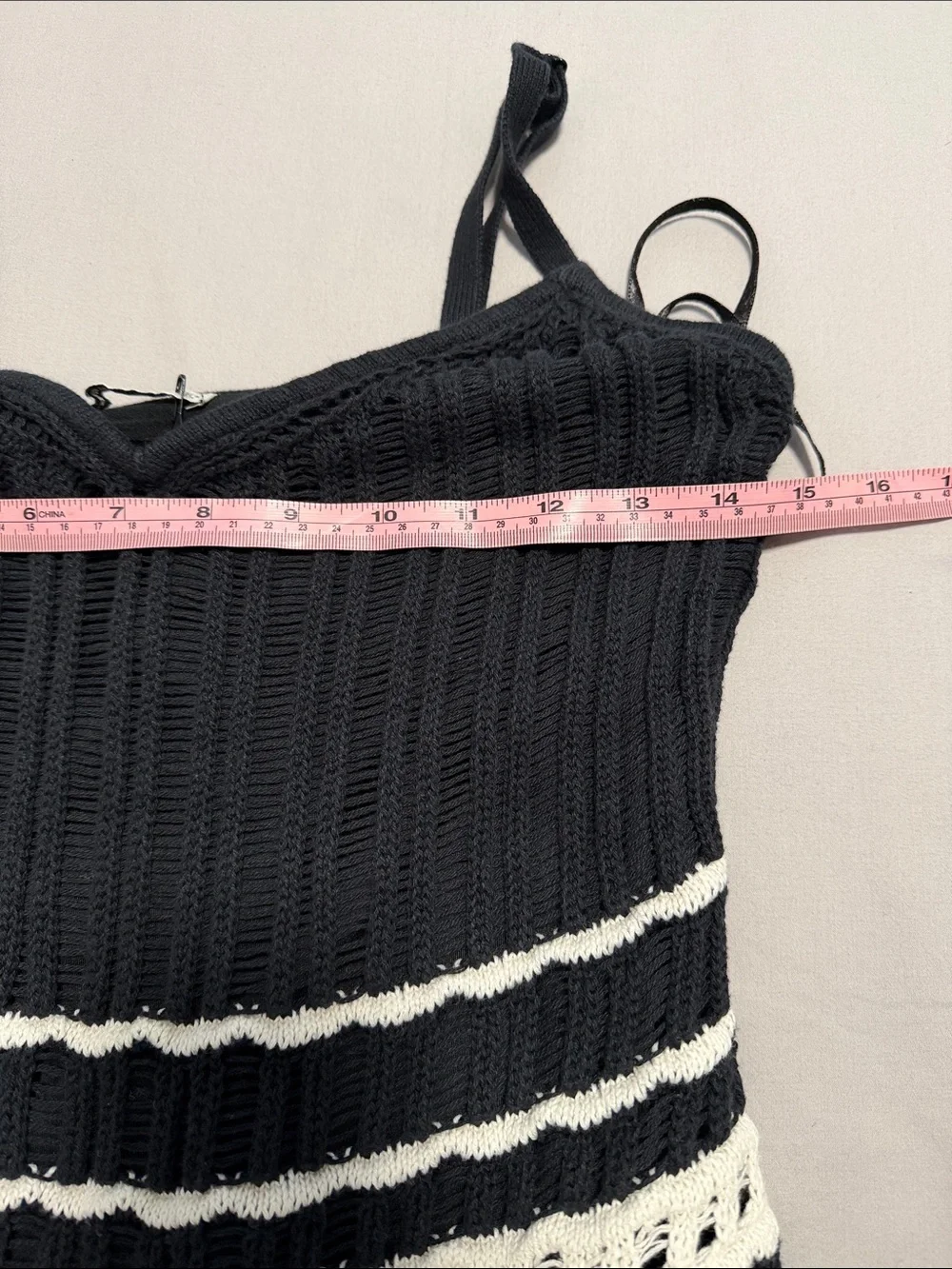 Abercrombie & Fitch Black and White Striped Maxi Dress. Cotton. - Picture 9 of 11
